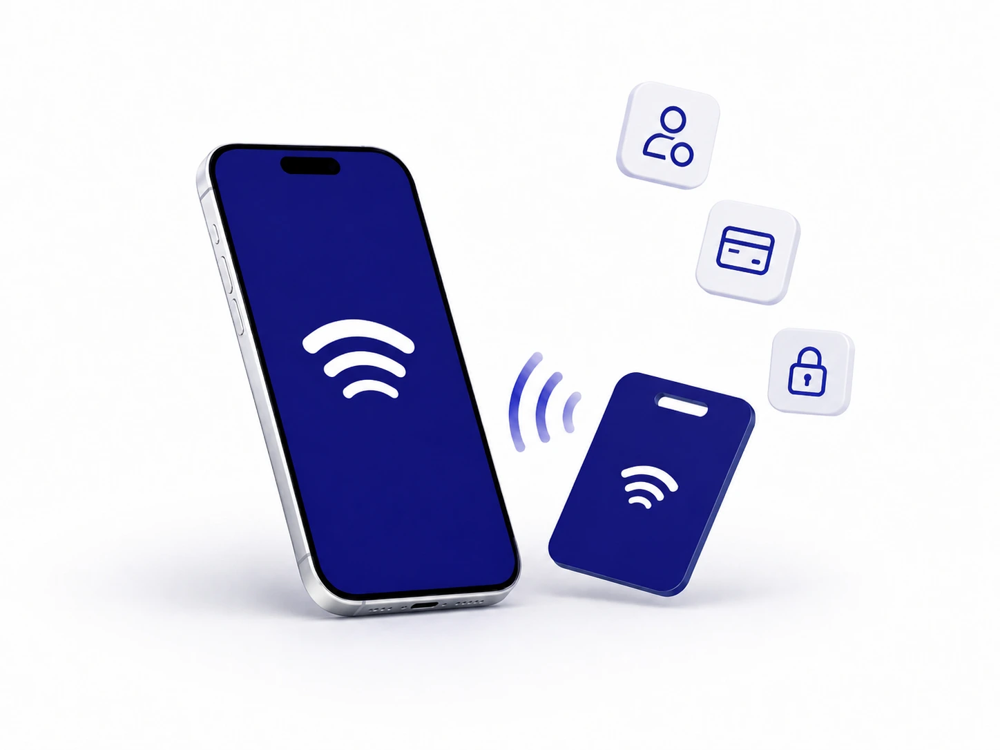 Smartphone approché d’une carte NFC pour lire le tag.